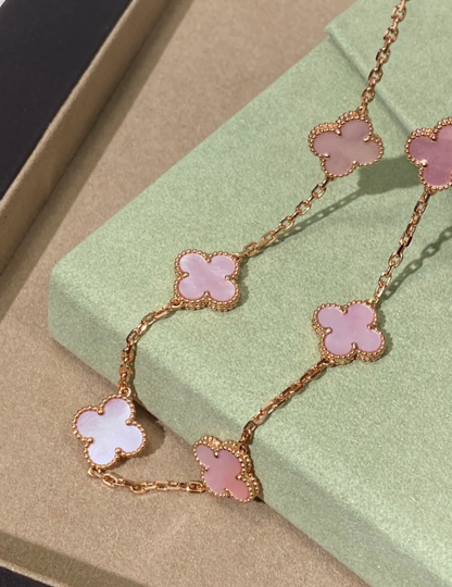 [⭐Spark Jewellery] Pink Necklace with Ten Clover Designs