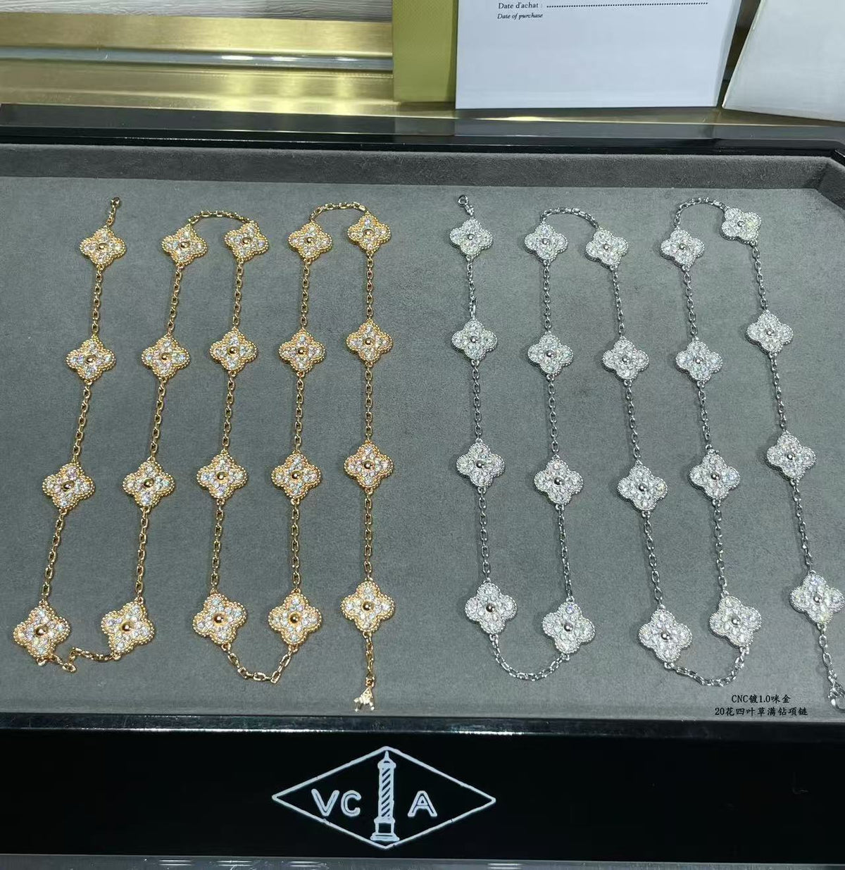 [⭐Spark]CLOVER 20 MOTIFS FULL-DIAMOND NECKLACE