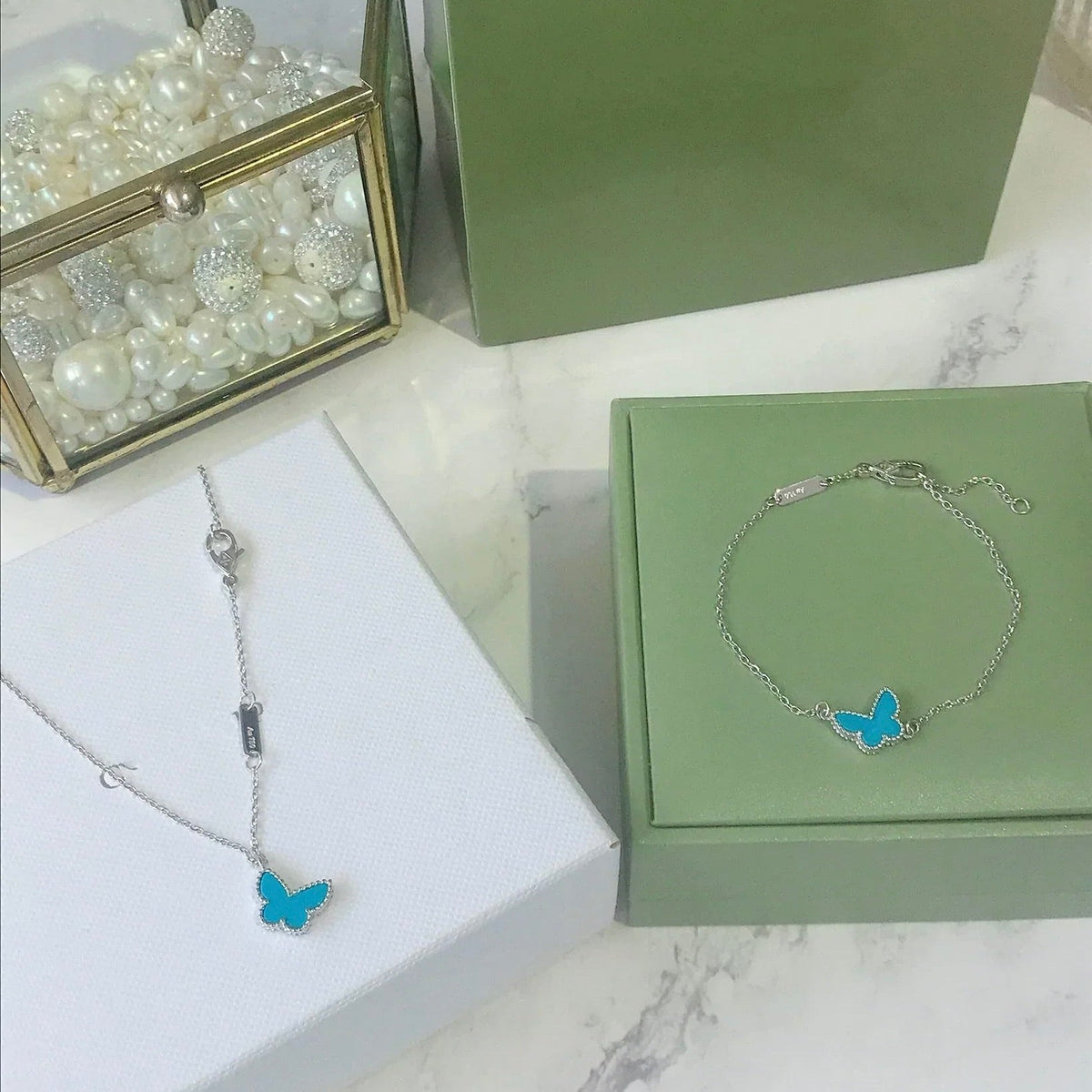 [⭐Spark]BUTTERFLY TURQUOISE BUTTERFLY BRACELET SILVER