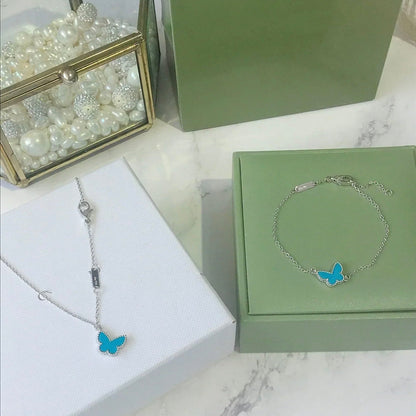[⭐Spark]BUTTERFLY TURQUOISE BUTTERFLY BRACELET SILVER