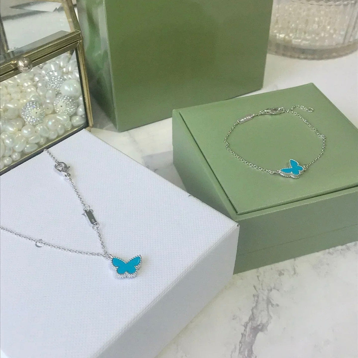 [⭐Spark]BUTTERFLY TURQUOISE BUTTERFLY BRACELET SILVER