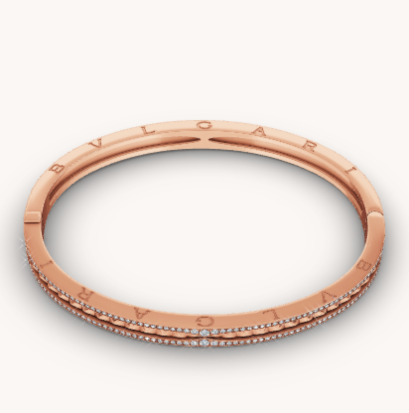 [⭐Spark]ZERO 1 SPIRAL AND PAVED DIAMOND PINK GOLD BRACELET