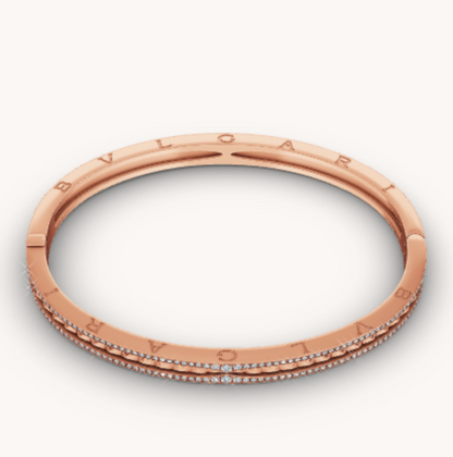 [⭐Spark]ZERO 1 SPIRAL AND PAVED DIAMOND PINK GOLD BRACELET