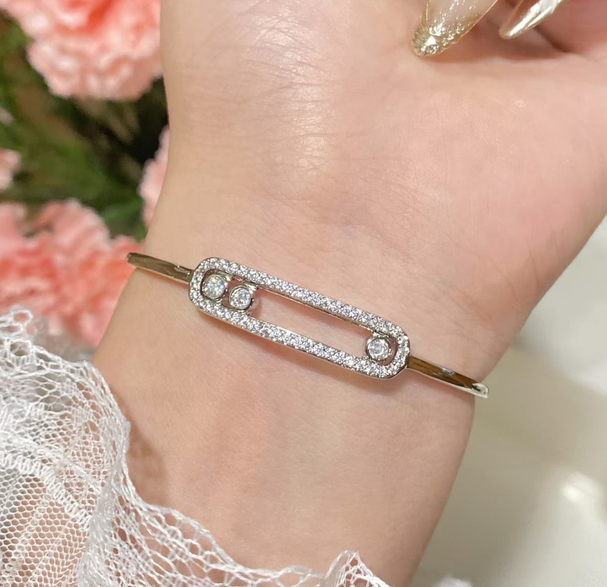 [⭐Spark]Move Pavé Diamond Bangle Bracelet M