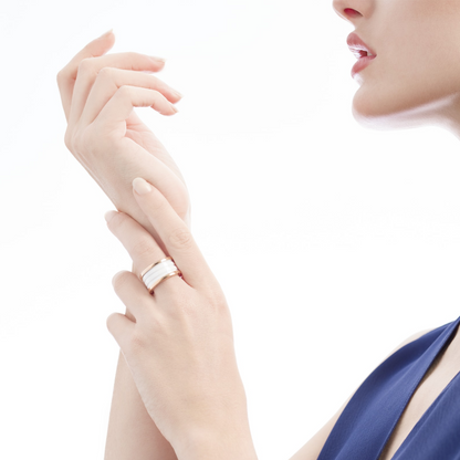 [⭐Spark]ZERO 1 FOUR-BAND LOOPS AND WHITE CERAMIC SPIRAL PINK GOLD RING