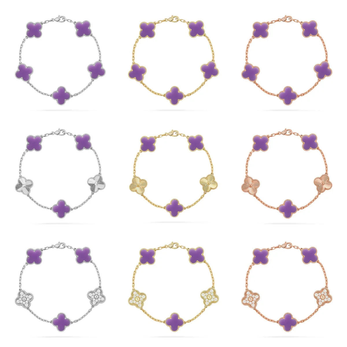 [⭐Spark]CLOVER 5 MOTIF LIGHT PURPLE BRACELET COLLECTION