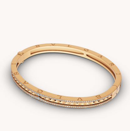 [⭐Spark]ZERO 1 SPIRAL AND PAVED DIAMOND GOLD BRACELET