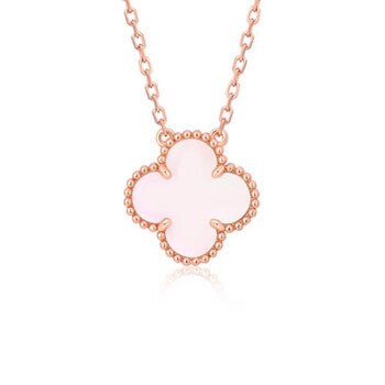 [⭐Spark]CLOVER 15MM PINK MOTHER-OF-PEARL SINGLE FLOWER NECKLACE