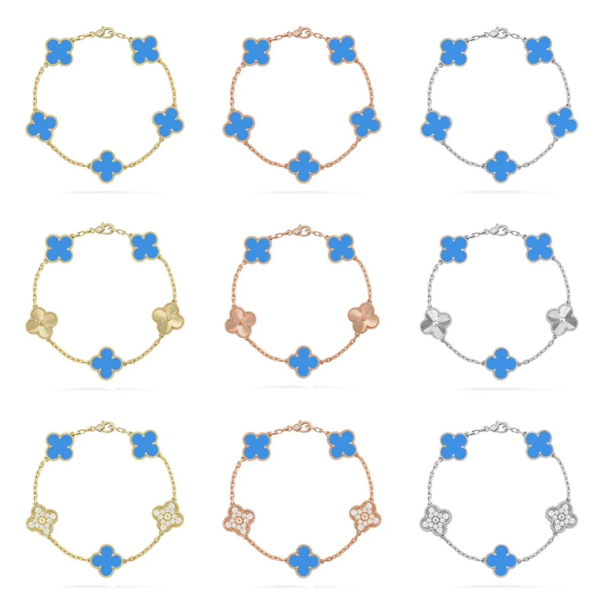 [⭐Spark] CLOVER 5 MOTIF BLUE AGATE BRACELET COLLECTION