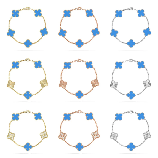 [⭐Spark] CLOVER 5 MOTIF BLUE AGATE BRACELET COLLECTION