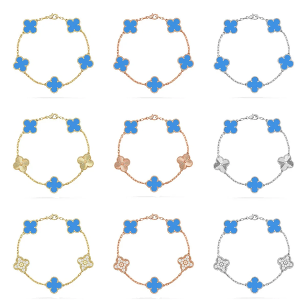 [⭐Spark] CLOVER 5 MOTIF BLUE AGATE BRACELET COLLECTION