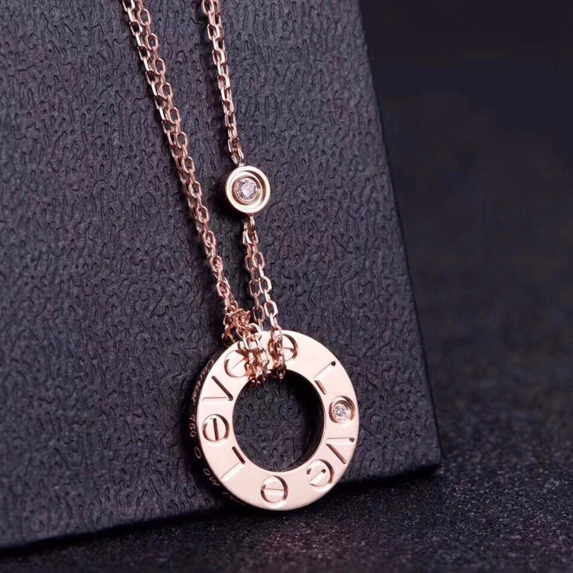 [⭐Spark]LOVE NECKLACE 16MM 2 DIAMONDS