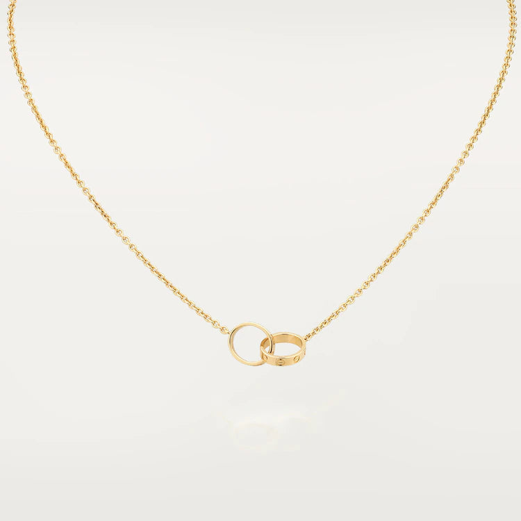 [⭐Spark]LOVE NECKLACE DOUBLE RING GOLD