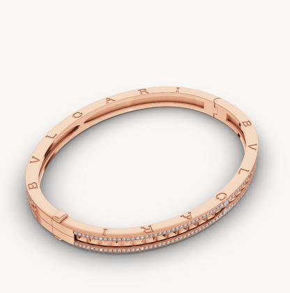 [⭐Spark]ZERO 1 SPIRAL AND PAVED DIAMOND PINK GOLD BRACELET
