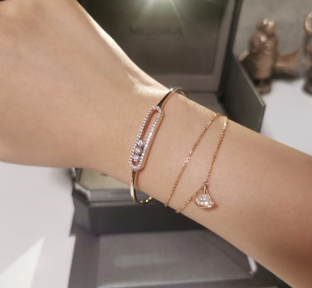 [⭐Spark]Move Pavé Diamond Bangle Bracelet M