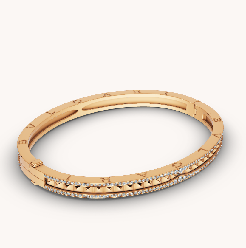 [⭐Spark]ZERO 1 SPIRAL AND PAVED DIAMOND GOLD BRACELET