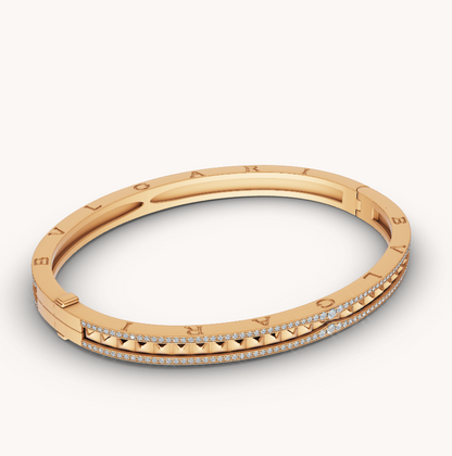 [⭐Spark]ZERO 1 SPIRAL AND PAVED DIAMOND GOLD BRACELET