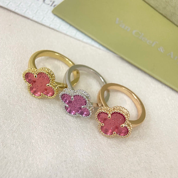 [⭐Spark]NEW ROSE QUARTZ FOUR-LEAF CLOVER RING