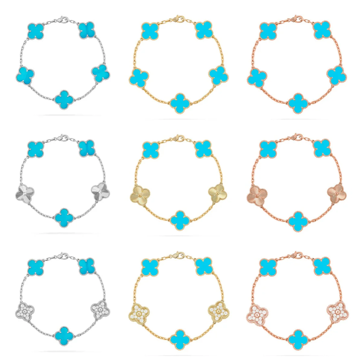 [⭐Spark] CLOVER 5 MOTIF TURQUOISE BRACELET COLLECTION