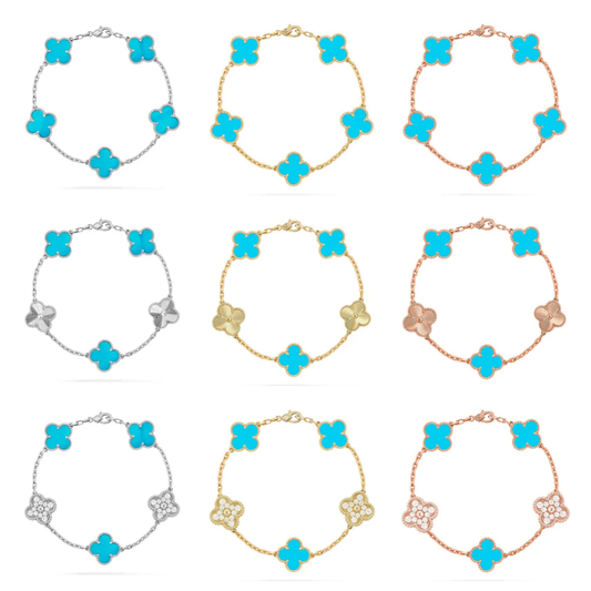 [⭐Spark] CLOVER 5 MOTIF TURQUOISE BRACELET COLLECTION