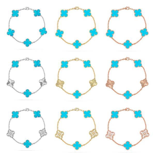 [⭐Spark] CLOVER 5 MOTIF TURQUOISE BRACELET COLLECTION