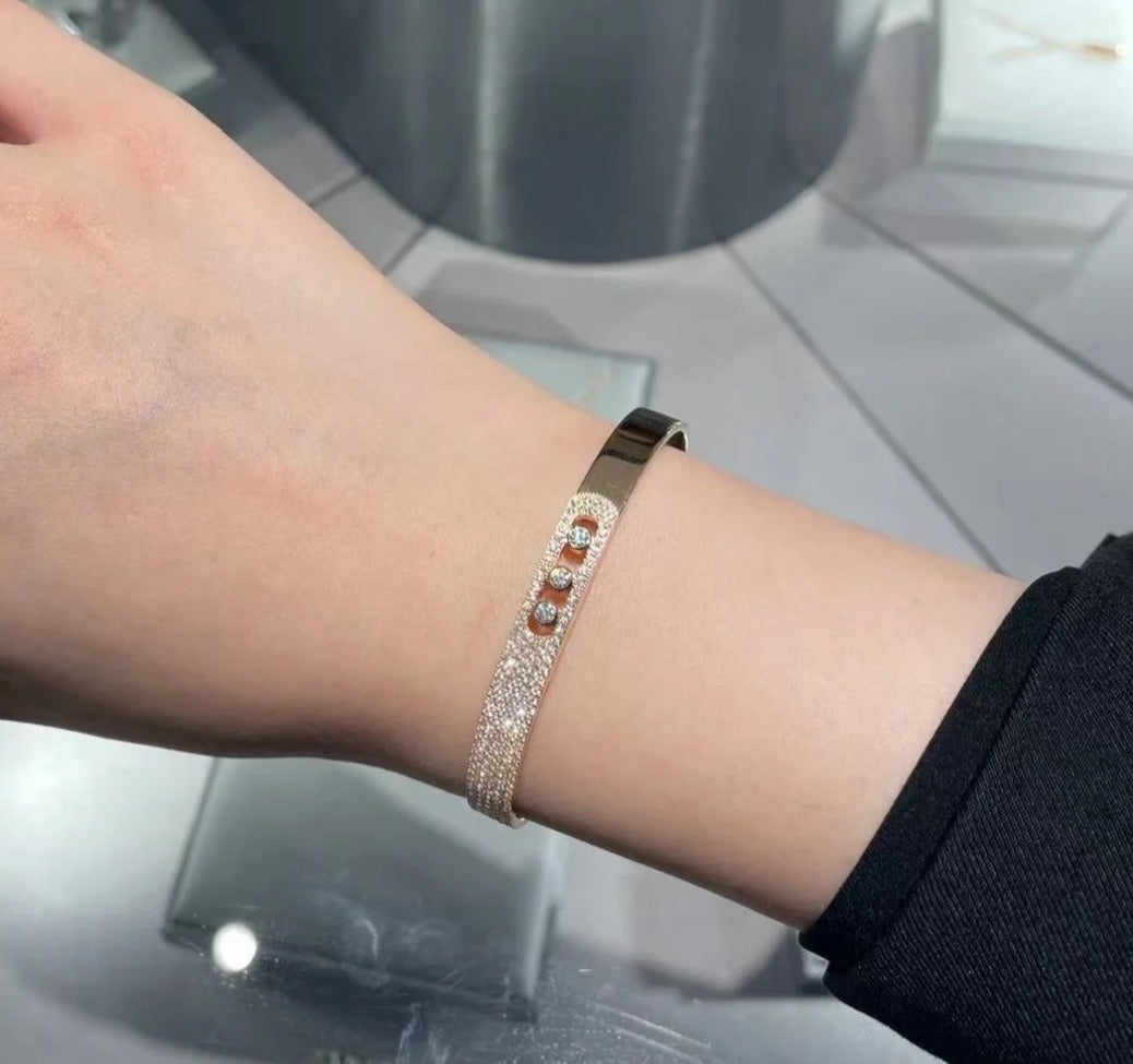 [⭐Spark]Move Noa Rose Gold Pavé Diamond Bangle Bracelet