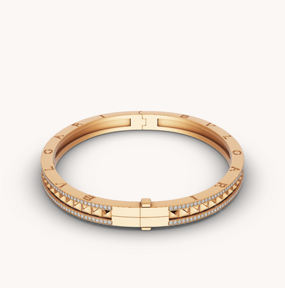[⭐Spark]ZERO 1 SPIRAL AND PAVED DIAMOND GOLD BRACELET