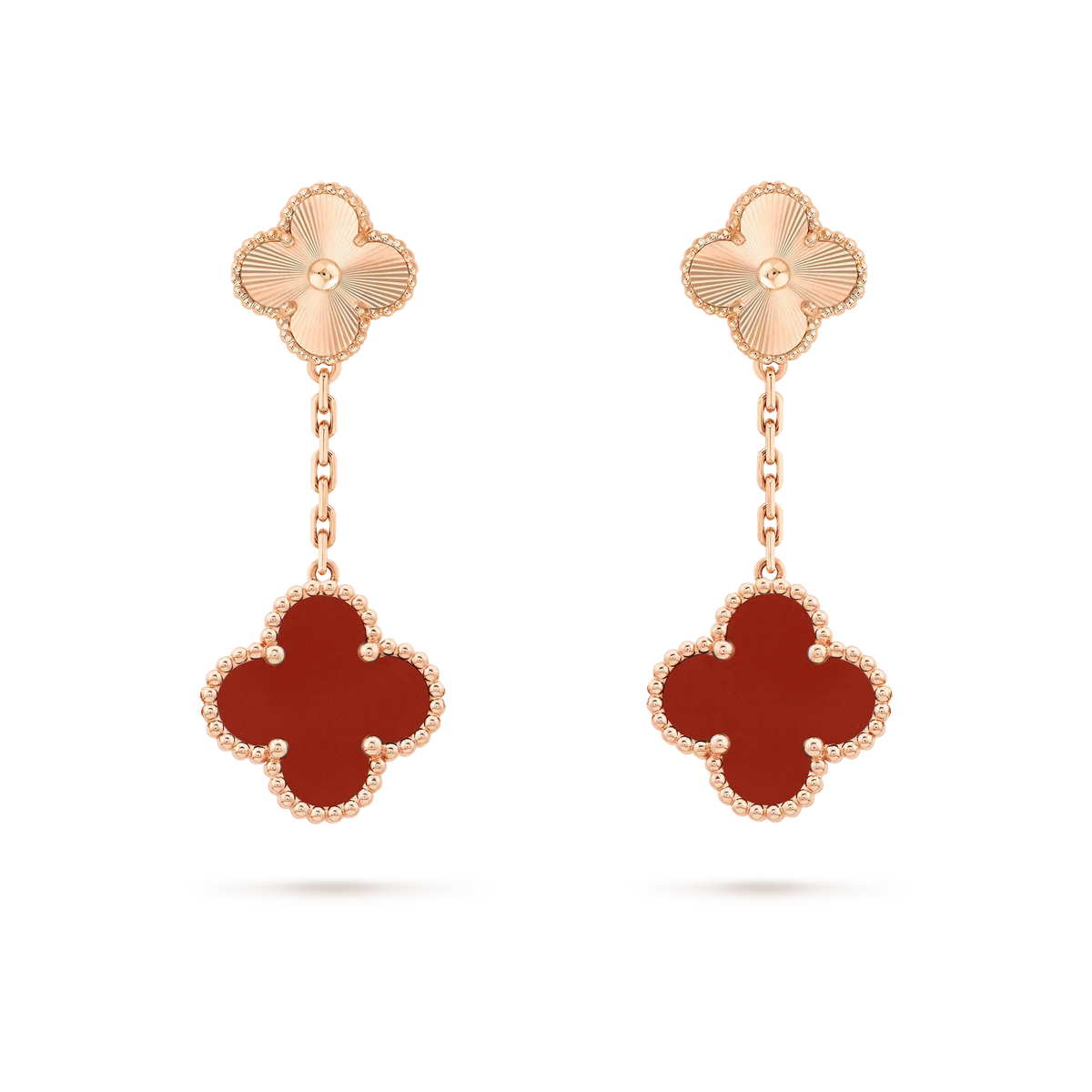 [⭐Spark]CLOVER 2 MOTIF  LASER CARNELIAN EARRINGS