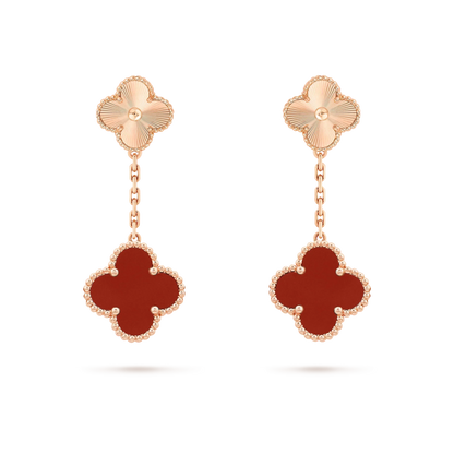 [⭐Spark]CLOVER 2 MOTIF  LASER CARNELIAN EARRINGS