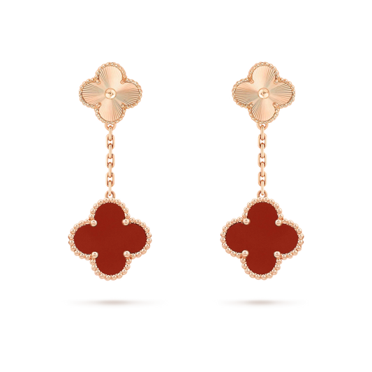 [⭐Spark]CLOVER 2 MOTIF  LASER CARNELIAN EARRINGS