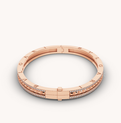[⭐Spark]ZERO 1 SPIRAL AND PAVED DIAMOND PINK GOLD BRACELET