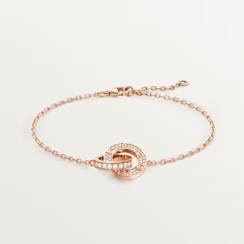 [⭐Spark]LOVE DOUBLE RING FULL DIAMOND BRACELET
