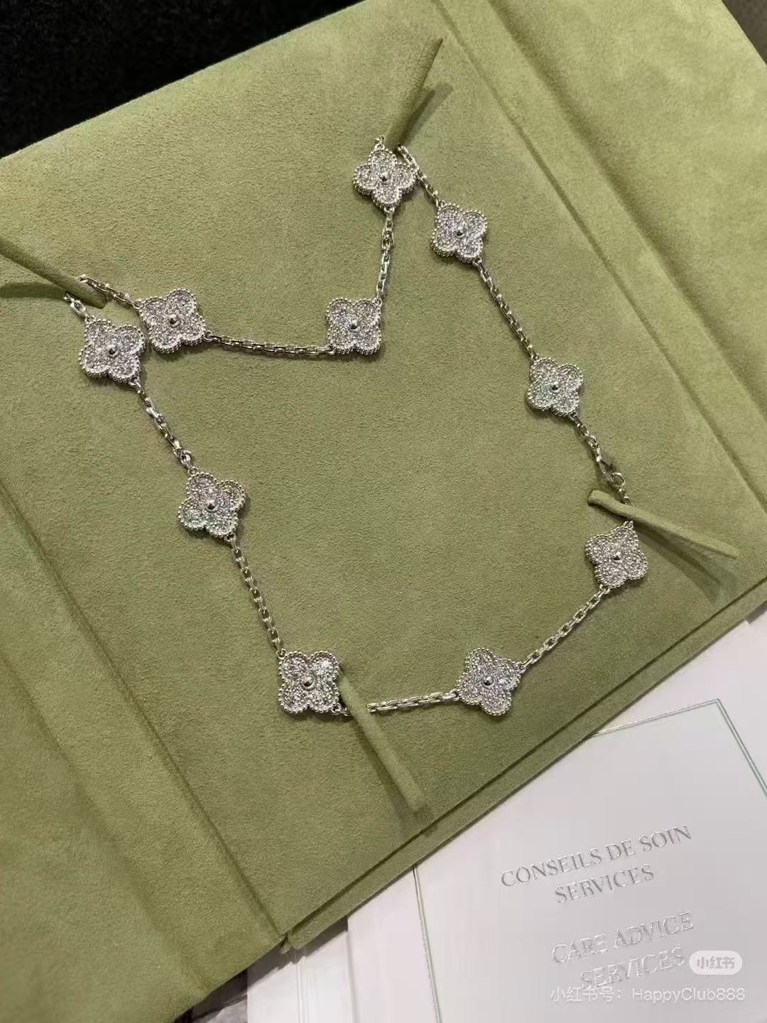 [⭐Spark]CLOVER 10 MOTIFS  FULL DIAMOND NECKLACE