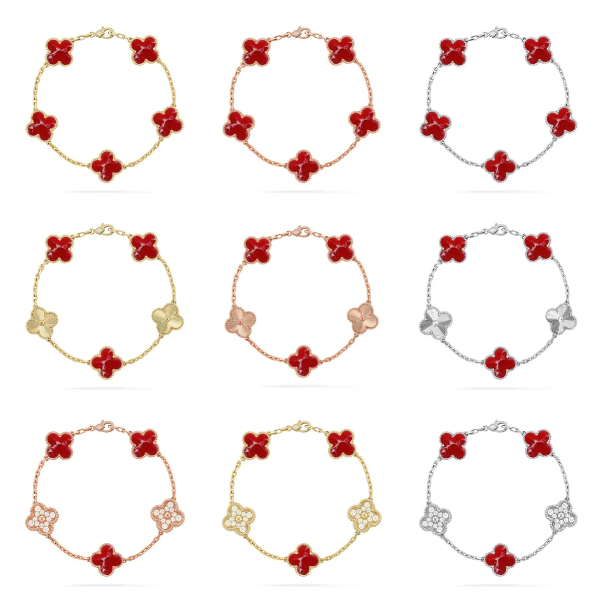 [⭐Spark]CLOVER 5 MOTIF RED PATTERN BRACELET COLLECTION