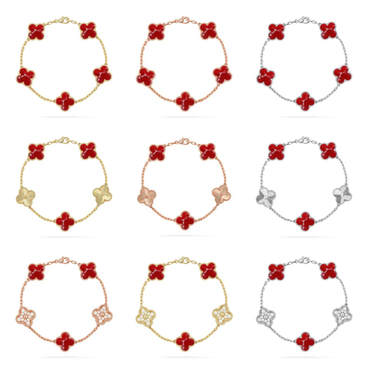 [⭐Spark]CLOVER 5 MOTIF RED PATTERN BRACELET COLLECTION