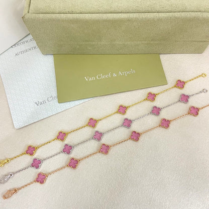 [⭐Spark]2026 NEW CLOVER 6 MOTIF BUBBLE PINK ENAMEL BRACELET