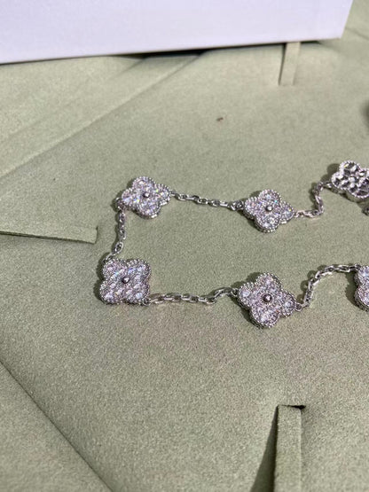[⭐Spark]CLOVER 10 MOTIFS  FULL DIAMOND NECKLACE