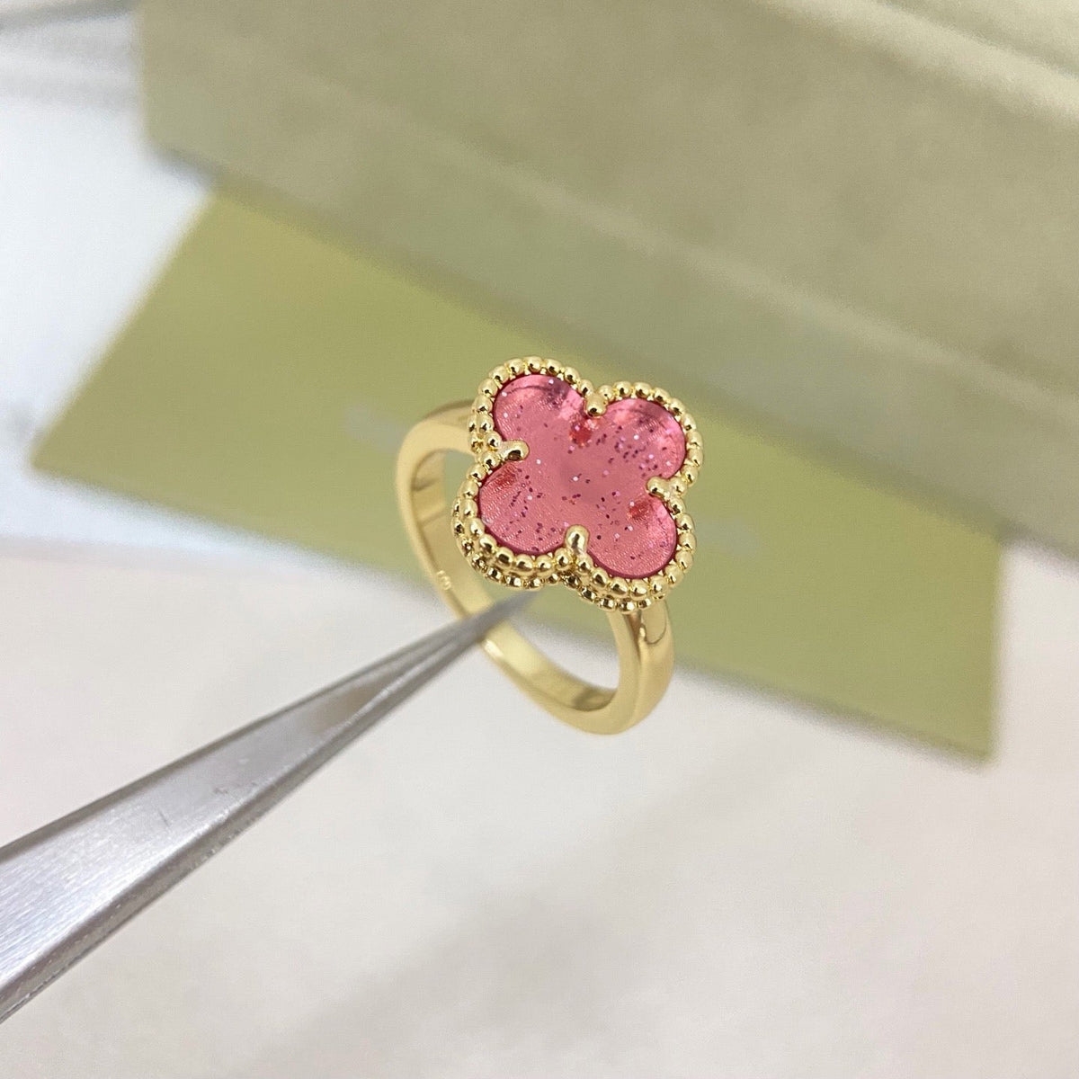 [⭐Spark]NEW ROSE QUARTZ FOUR-LEAF CLOVER RING