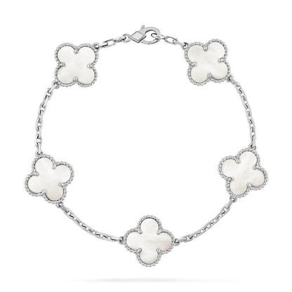 [⭐Spark]CLOVER WHITE PEARL MOP 5 MOTIF BRACELET COLLECTION