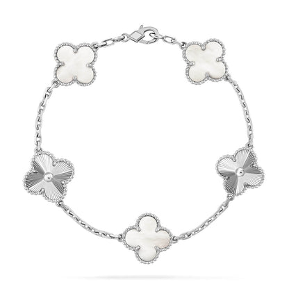 [⭐Spark]CLOVER WHITE PEARL MOP 5 MOTIF BRACELET COLLECTION