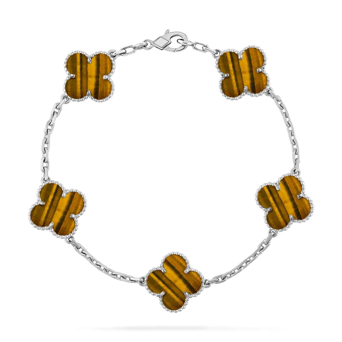[⭐Spark] CLOVER 5 MOTIFS TIGER EYE BRACELET COLLECTION