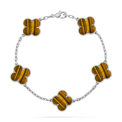 [⭐Spark] CLOVER 5 MOTIFS TIGER EYE BRACELET COLLECTION