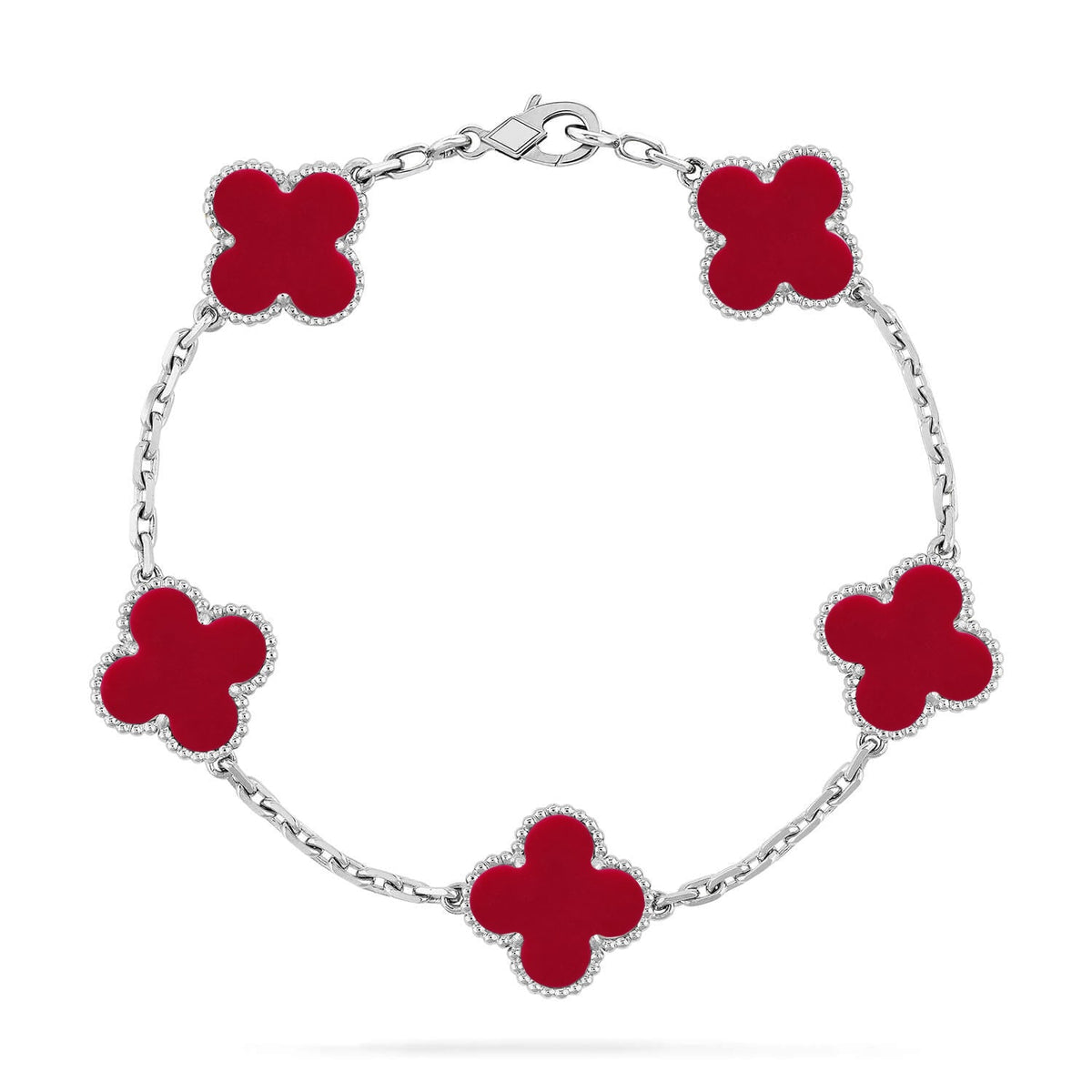 [⭐Spark] CLOVER 5 MOTIF RED CORNELIAN BRACELET COLLECTION