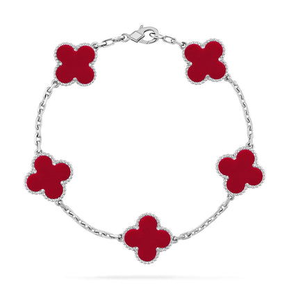 [⭐Spark] CLOVER 5 MOTIF RED CORNELIAN BRACELET COLLECTION