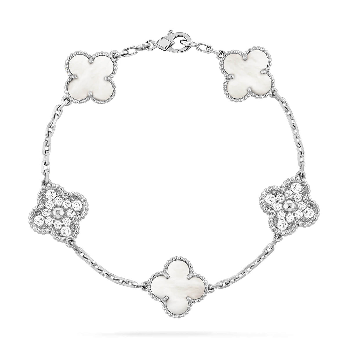 [⭐Spark]CLOVER WHITE PEARL MOP 5 MOTIF BRACELET COLLECTION