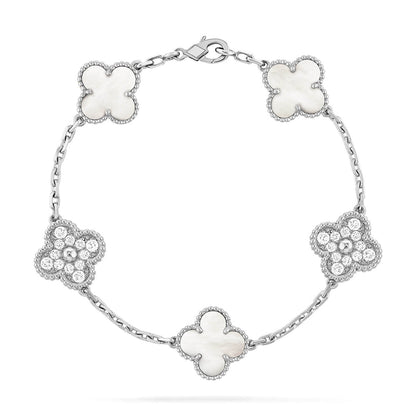 [⭐Spark]CLOVER WHITE PEARL MOP 5 MOTIF BRACELET COLLECTION