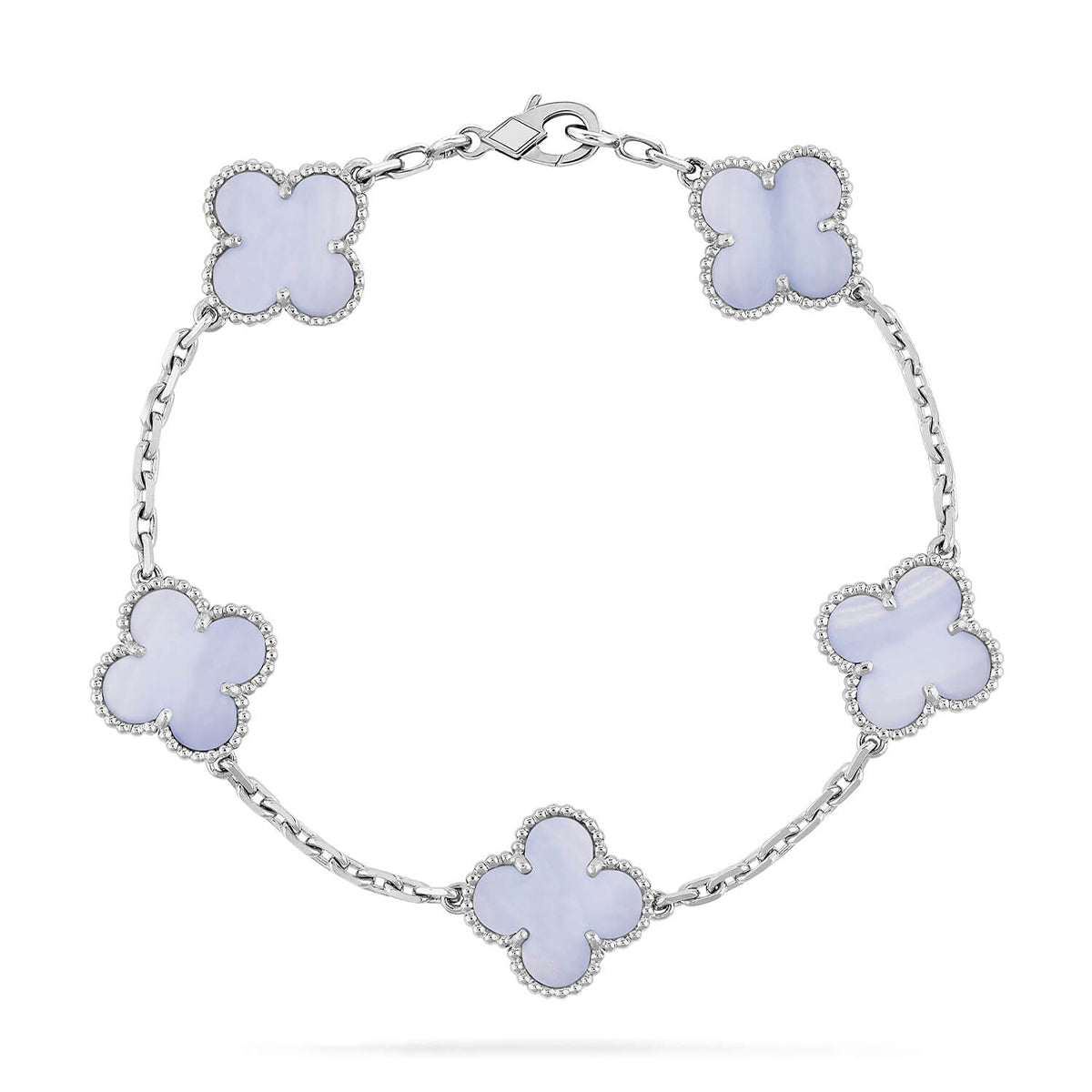 [⭐Spark] CLOVER 5 MOTIF PURPLE CHALCEDONY BRACELET COLLECTION