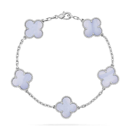 [⭐Spark] CLOVER 5 MOTIF PURPLE CHALCEDONY BRACELET COLLECTION