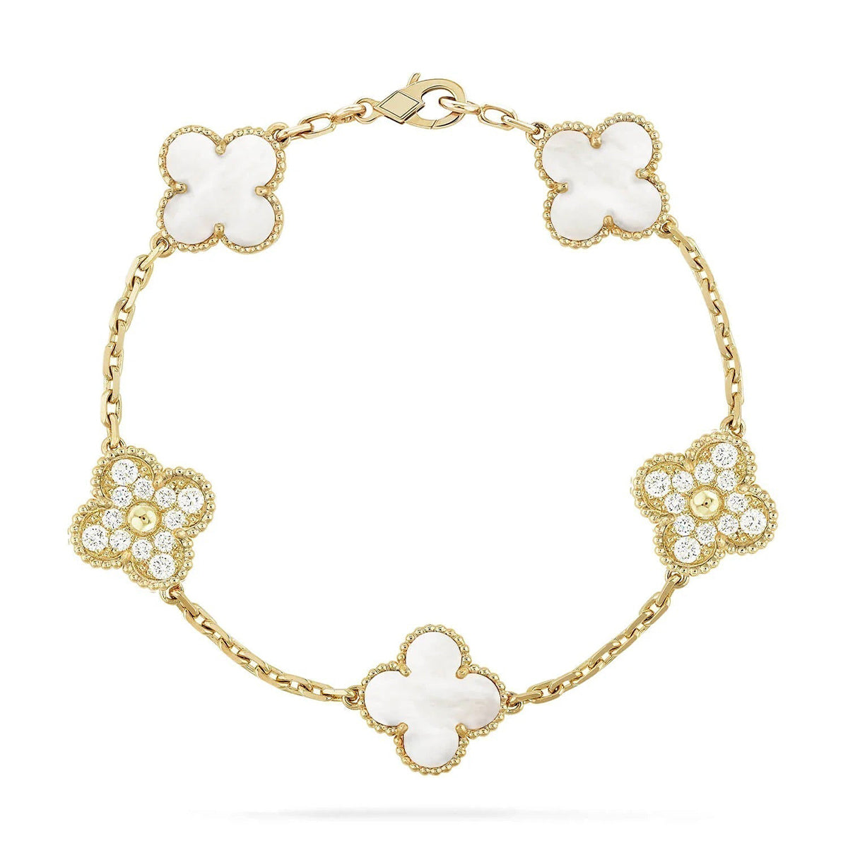 [⭐Spark]CLOVER WHITE PEARL MOP 5 MOTIF BRACELET COLLECTION