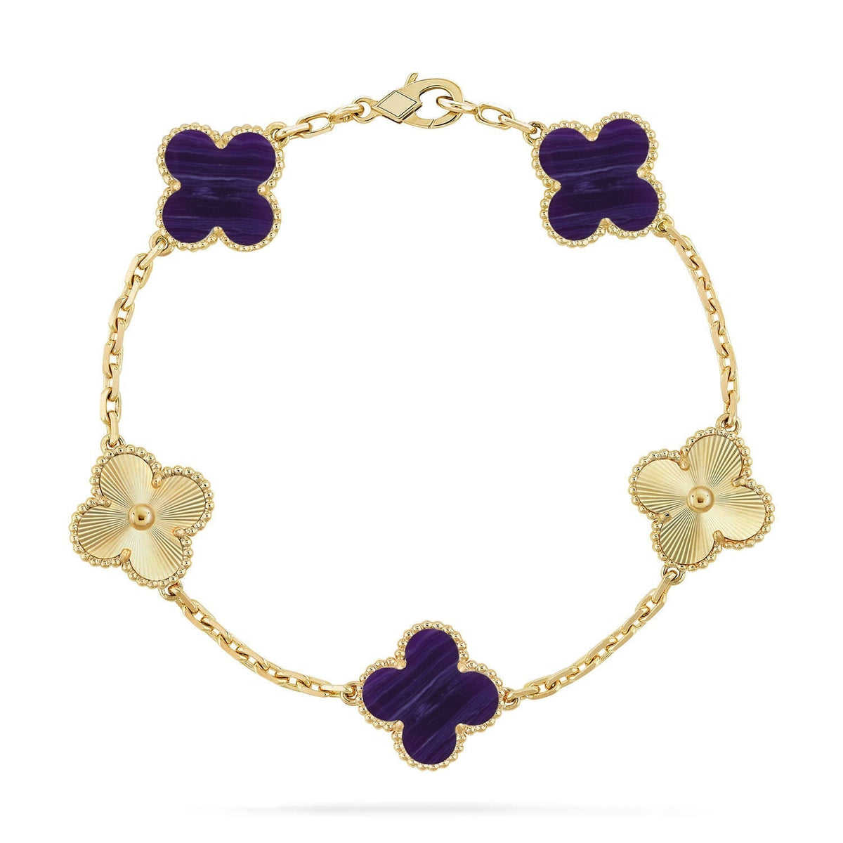 [⭐Spark]CLOVER 5 MOTIF PURPLE STRIPES BRACELET COLLECTION